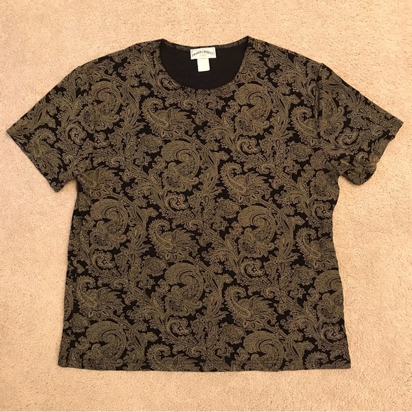 Frazier Lawrence Tops - Elegant Black and Gold Paisley Blouse